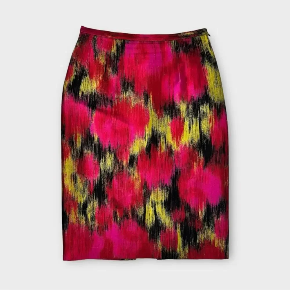 Michael Kors Collection Printed Shantung Silk Blend Pencil Skirt 2 - Picture 1 of 12